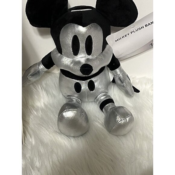 DISNEY 100 Years (D100) Mickey Mouse Plush Bank Silver & Black NWT - Picture 1 of 15